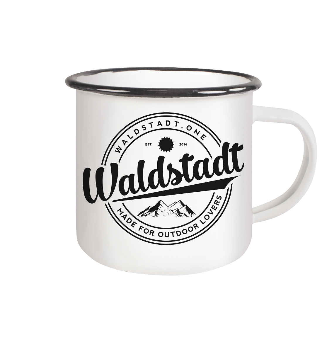Waldstadt Retro Logo - Emaille Tasse (Black)