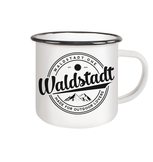 Waldstadt Retro Logo - Emaille Tasse (Black)